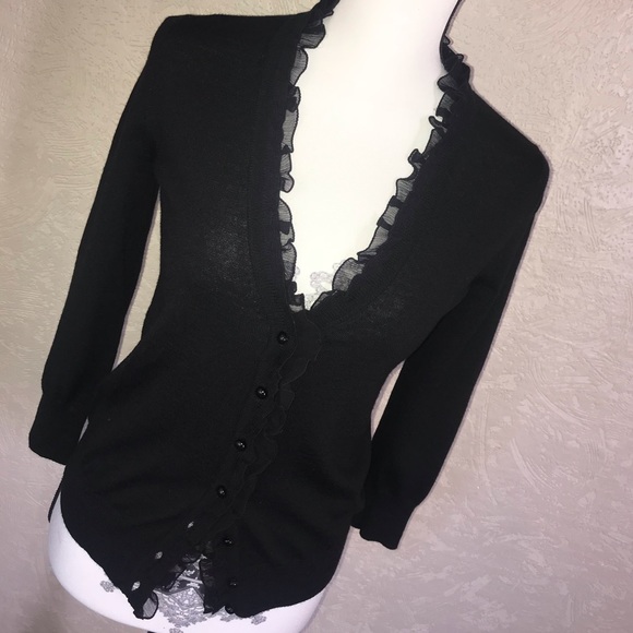 Black JCrew cardigan with ribbon detail XS - Picture 2 of 8
